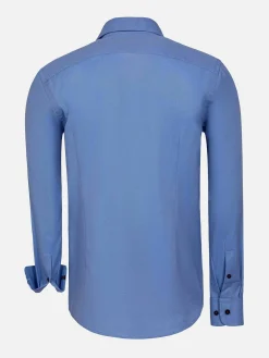 Redon Indigo Poplin Plain Overhemd Longe Mouw