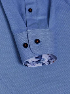 Redon Indigo Poplin Plain Overhemd Longe Mouw