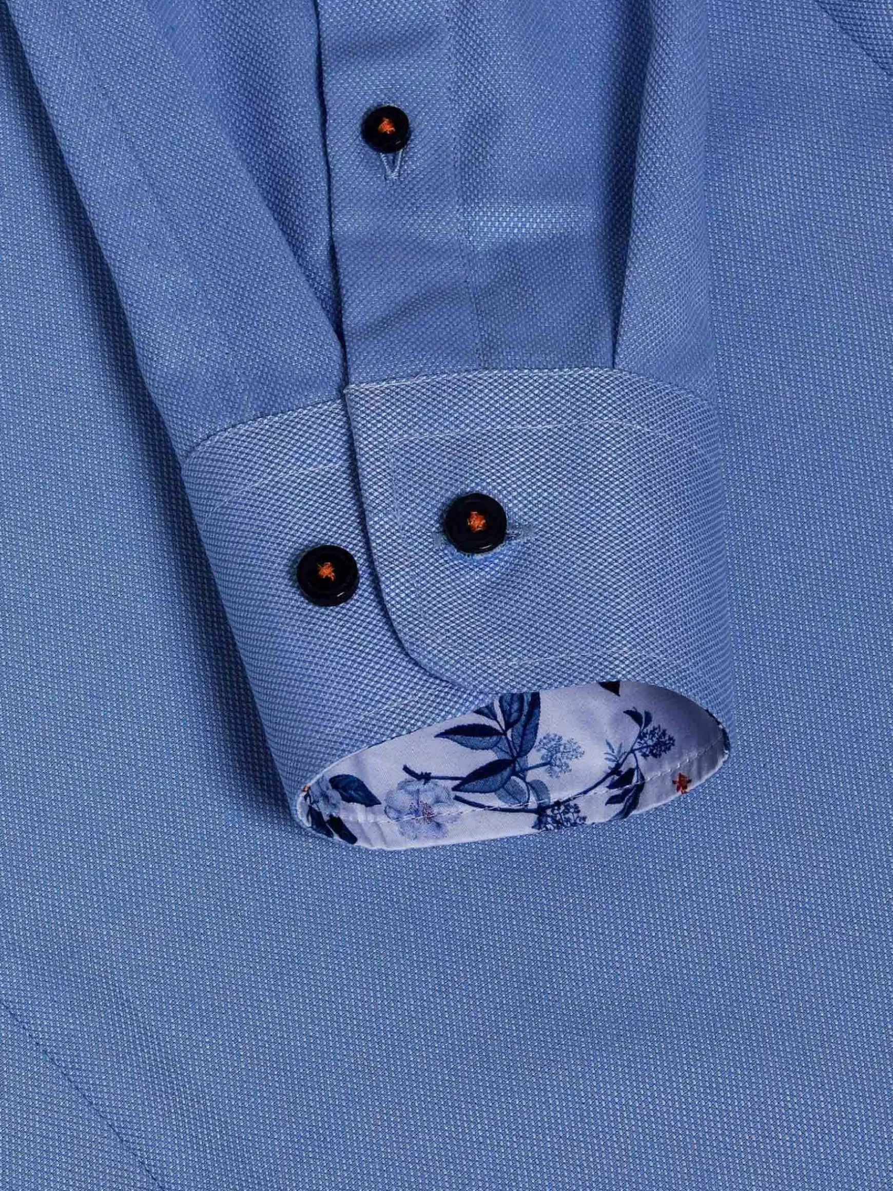 Redon Indigo Poplin Plain Overhemd Longe Mouw