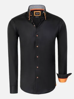 Romney Solid Black Overhemd Lange Mouw