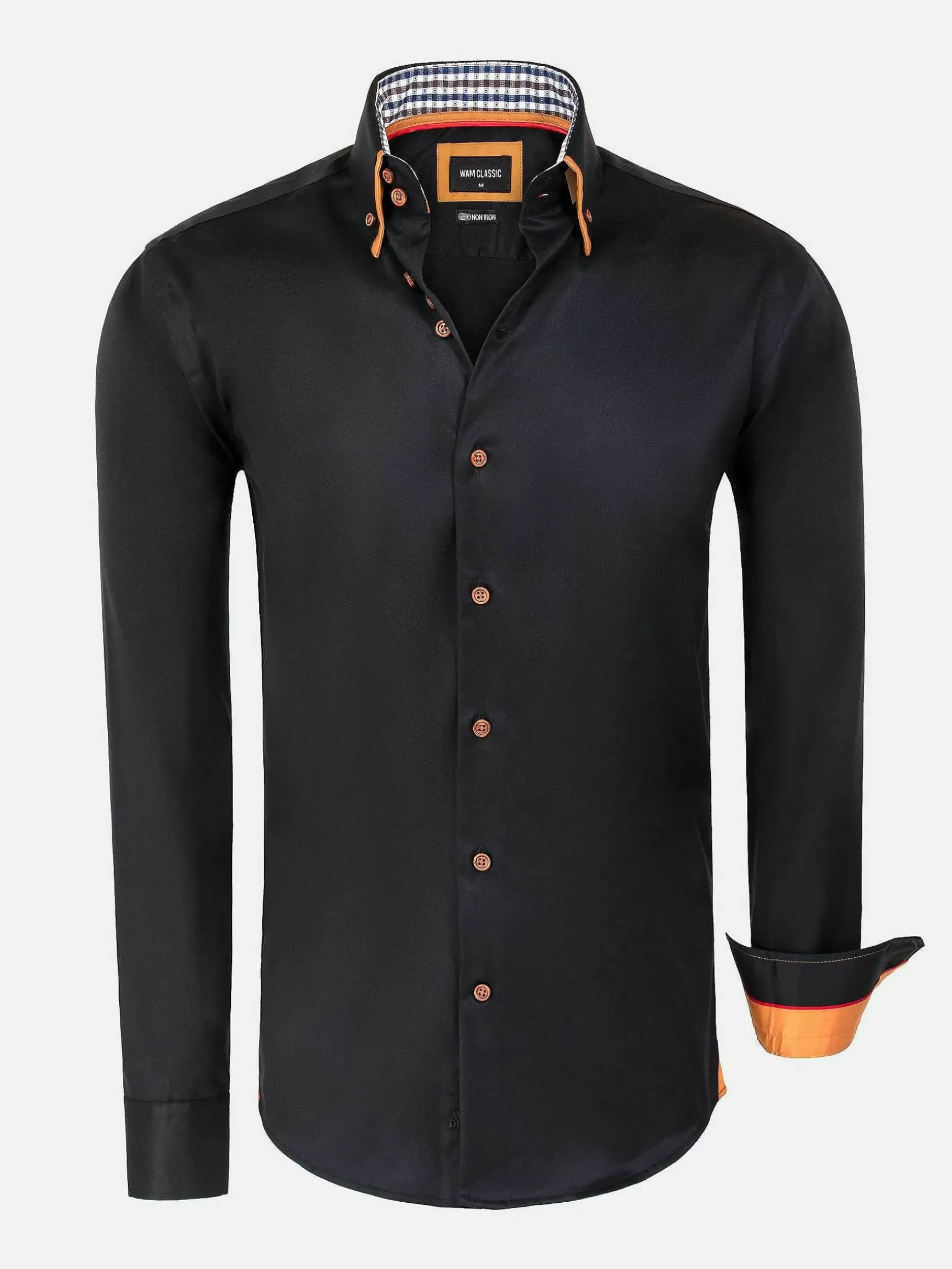 Romney Solid Black Overhemd Lange Mouw