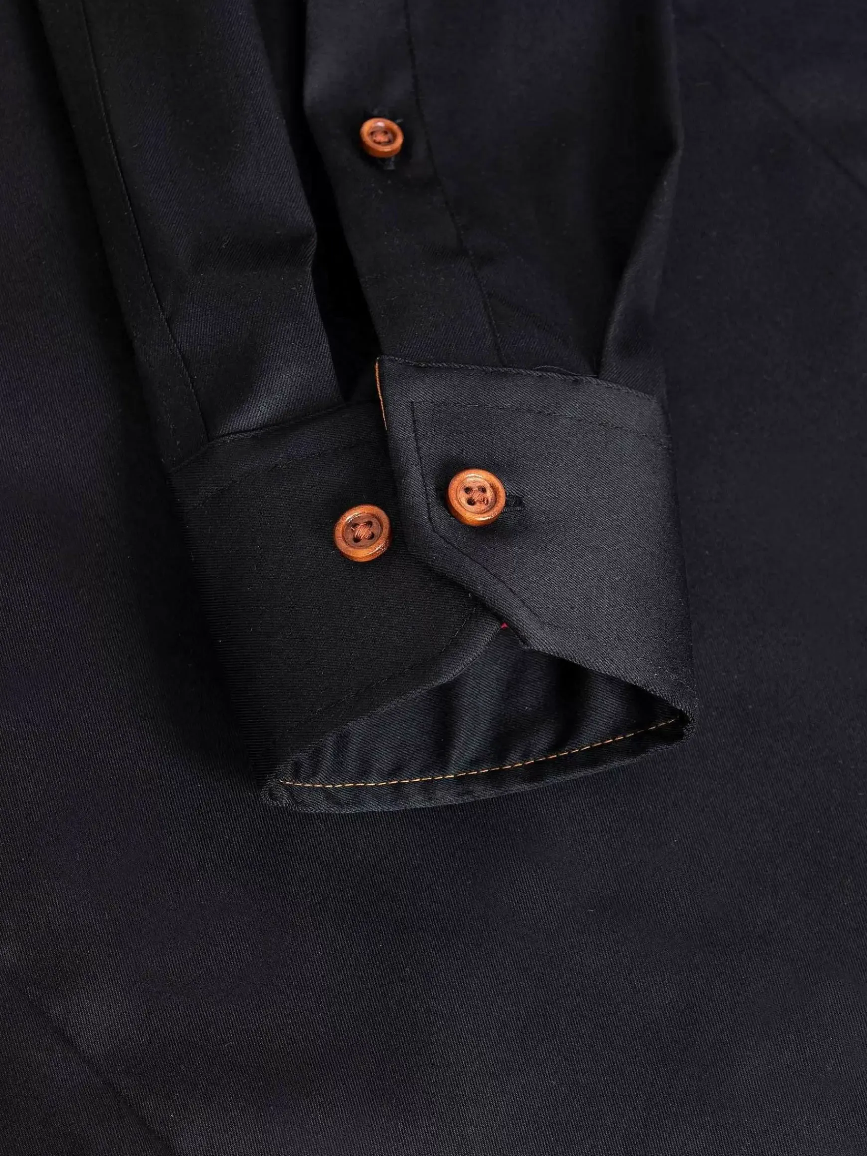 Romney Solid Black Overhemd Lange Mouw