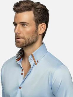 Romney Solid Light Blue Overhemd Lange Mouw