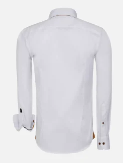 Romney Solid White Overhemd Lange Mouw