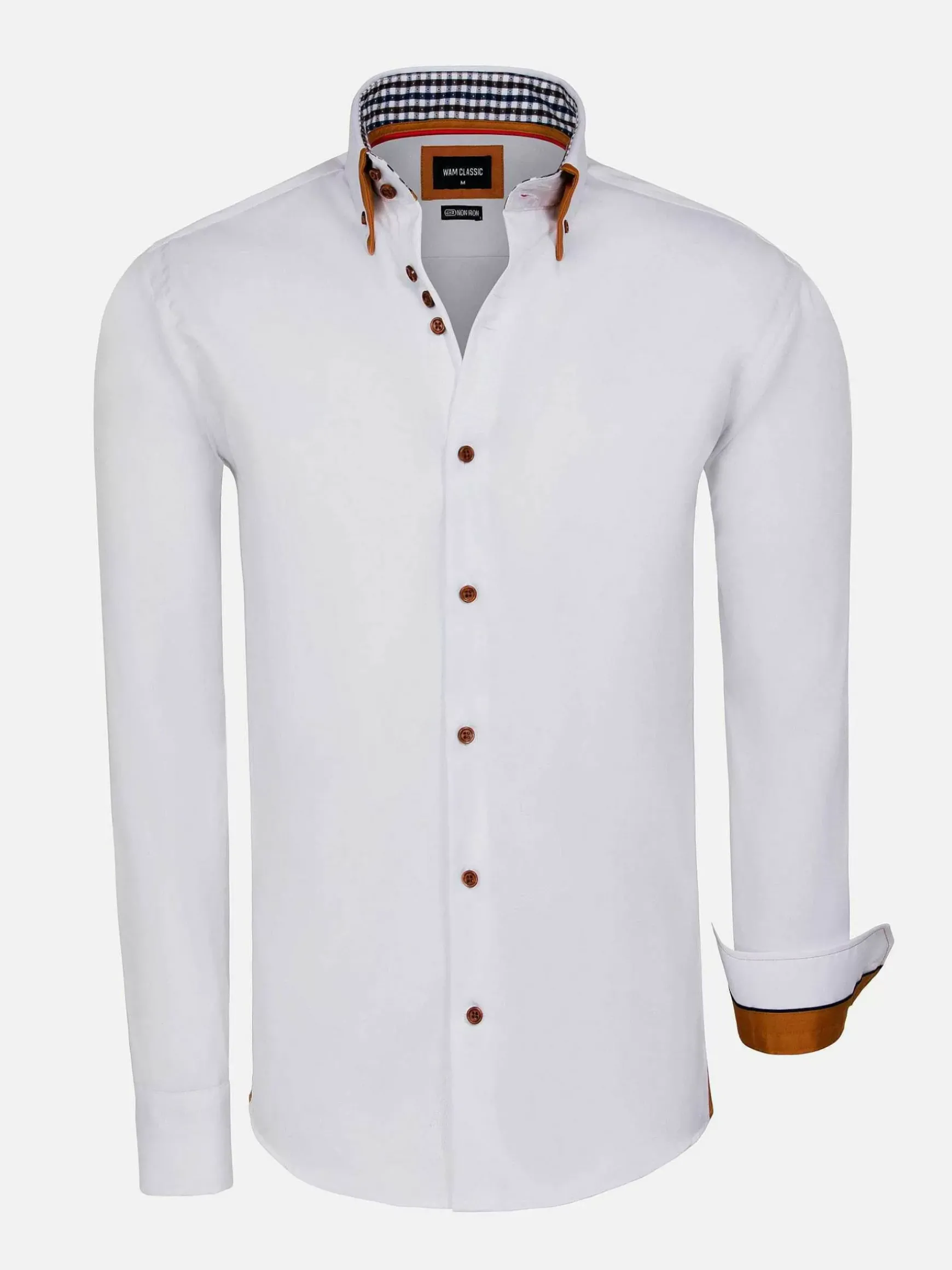 Romney Solid White Overhemd Lange Mouw