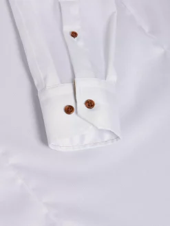 Romney Solid White Overhemd Lange Mouw