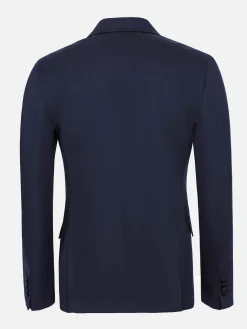 Single Breasted Textured Navy Colbert