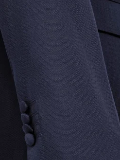 Single Breasted Textured Navy Colbert