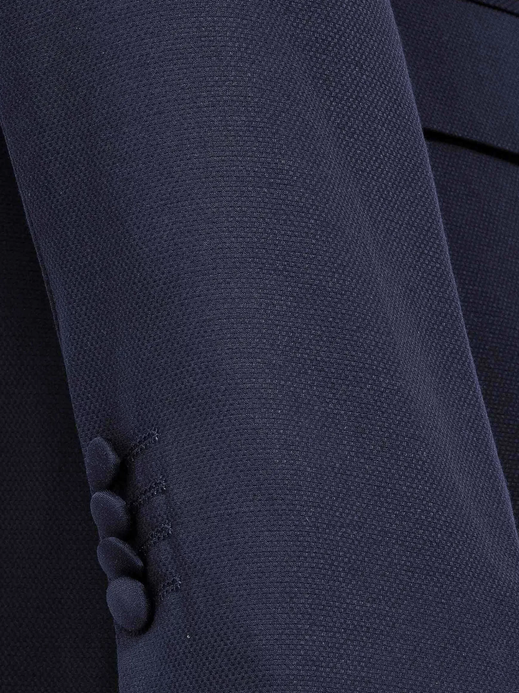 Single Breasted Textured Navy Colbert