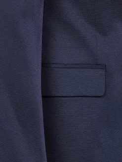 Single Breasted Textured Navy Colbert