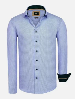 Sky Lake Blue Micro Patterned Long Sleeve Shirt