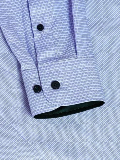Sky Lake Blue Micro Patterned Long Sleeve Shirt