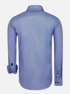 Sky Lake Royal Blue Micro Patterned Overhemd Lange Mouw