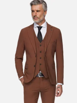 Slim Fit Brown Textured Colbert