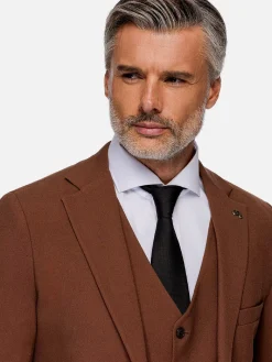 Slim Fit Brown Textured Colbert