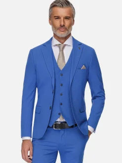 Slim Fit Indigo Textured Colbert