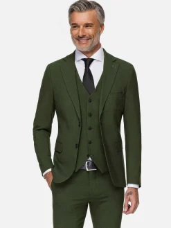 Slim Fit Khaki Textured Colbert