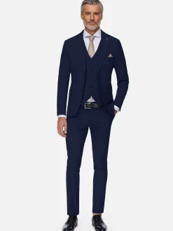 Slim Fit Navy Textured Colbert