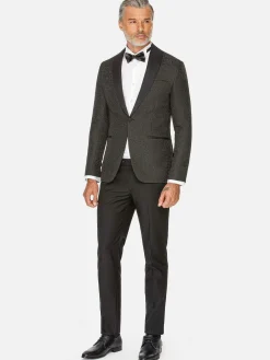 Slim Fit Textured Black Tuxedo Colbert