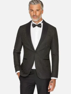 Slim Fit Textured Black Tuxedo Colbert