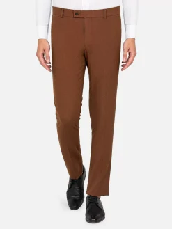 Slim Fit Textured Brown Pantalon
