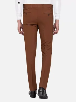 Slim Fit Textured Brown Pantalon