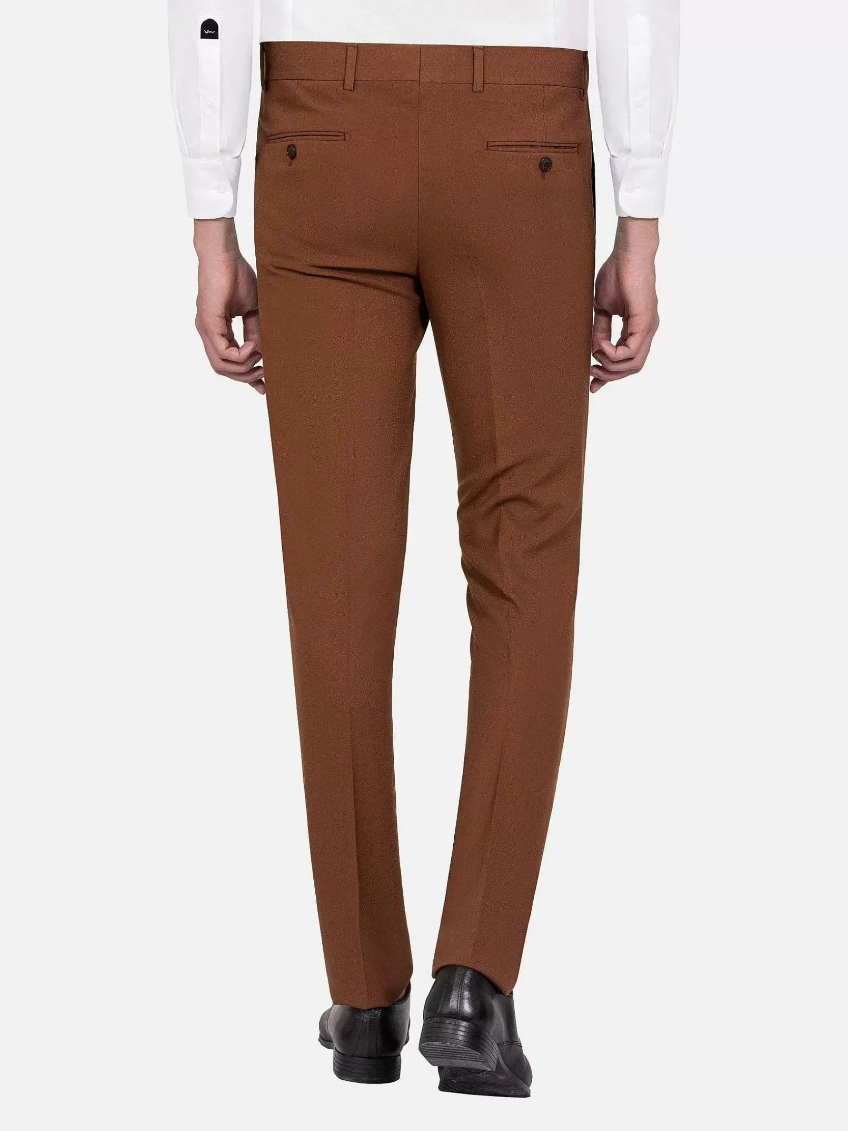 Slim Fit Textured Brown Pantalon