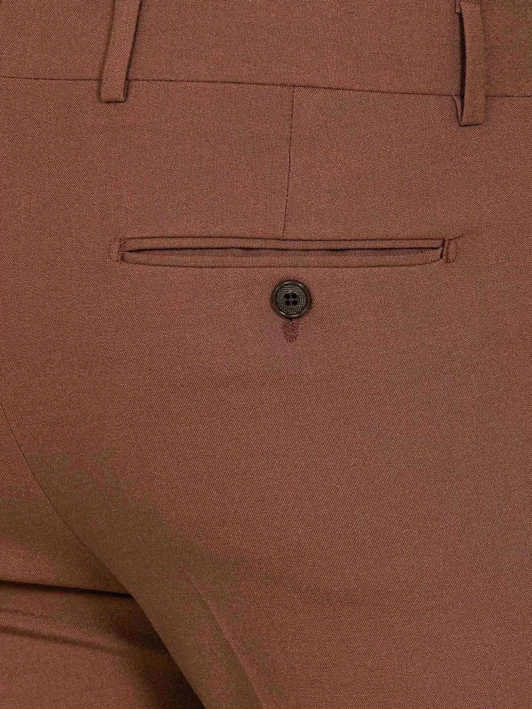 Slim Fit Textured Brown Pantalon