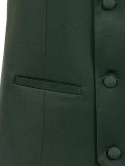 Slim Fit Textured Green Gilet