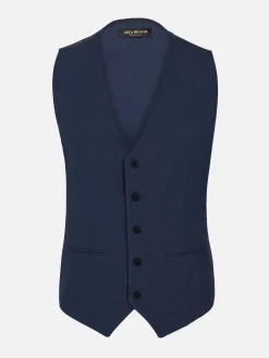 Slim Fit Textured Navy Gilet