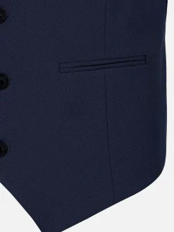 Slim Fit Textured Navy Gilet