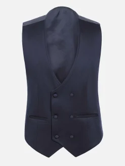 Slim Fit Textured Navy Gilet