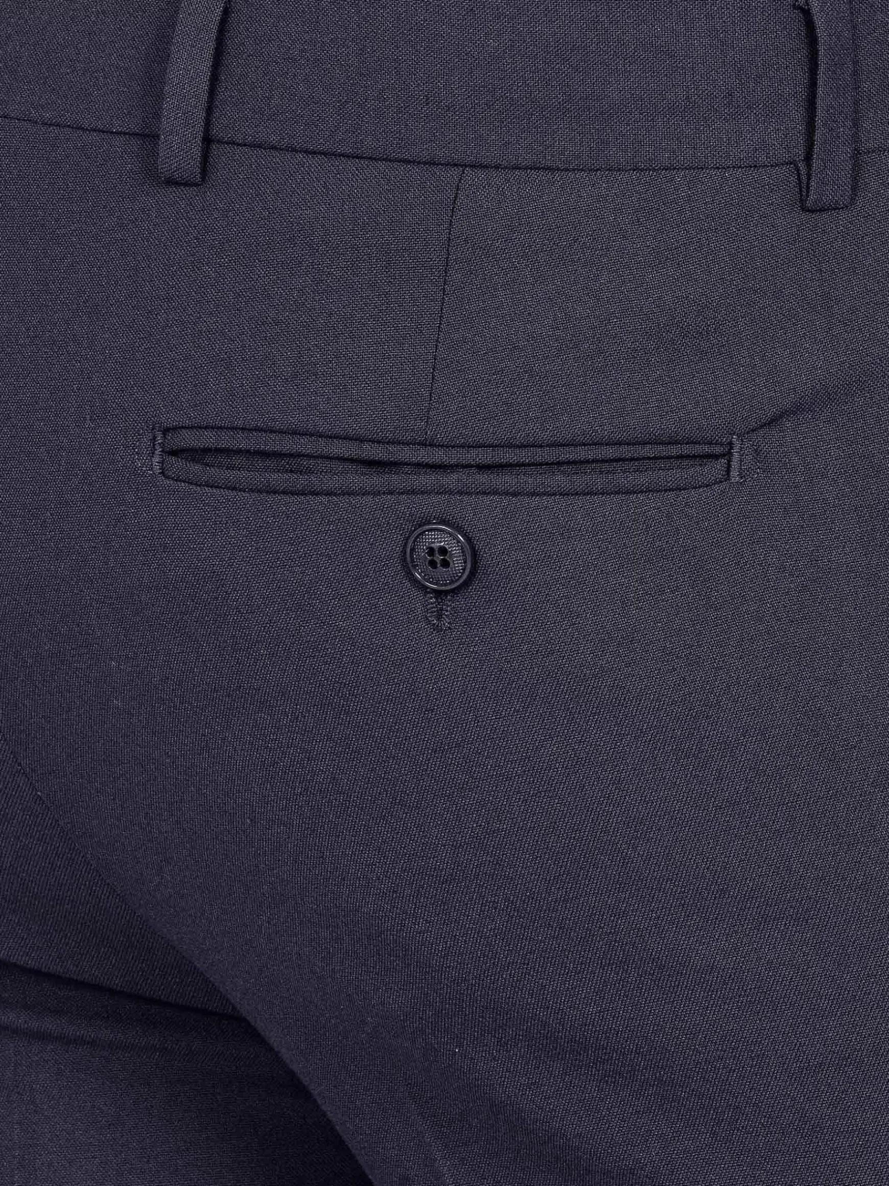 Slim Fit Textured Navy Pantalon