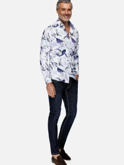 Sullivan White Floral Print Overhemd Lange Mouw