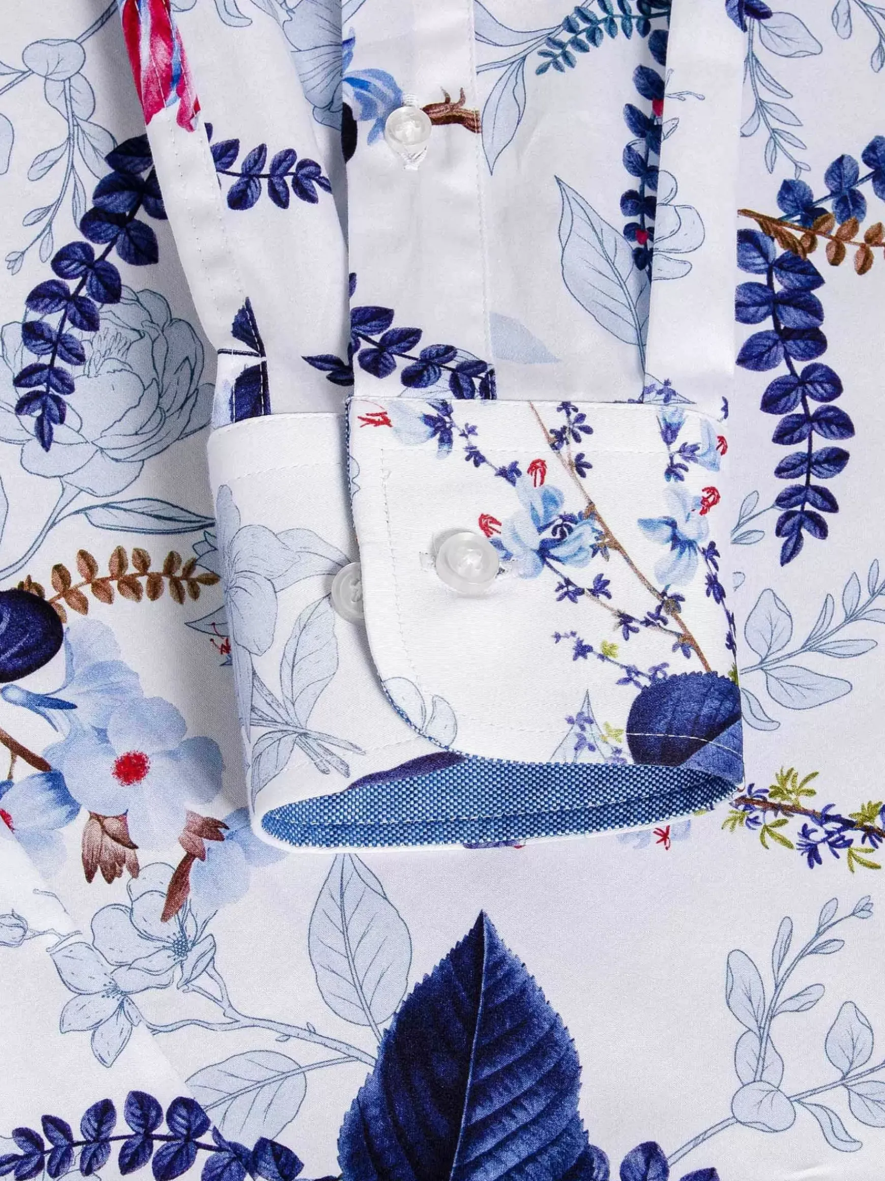 Sullivan White Floral Print Overhemd Lange Mouw