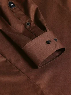 Tempesta Plain Cotton Light Brown Overhemd Lange Mouw