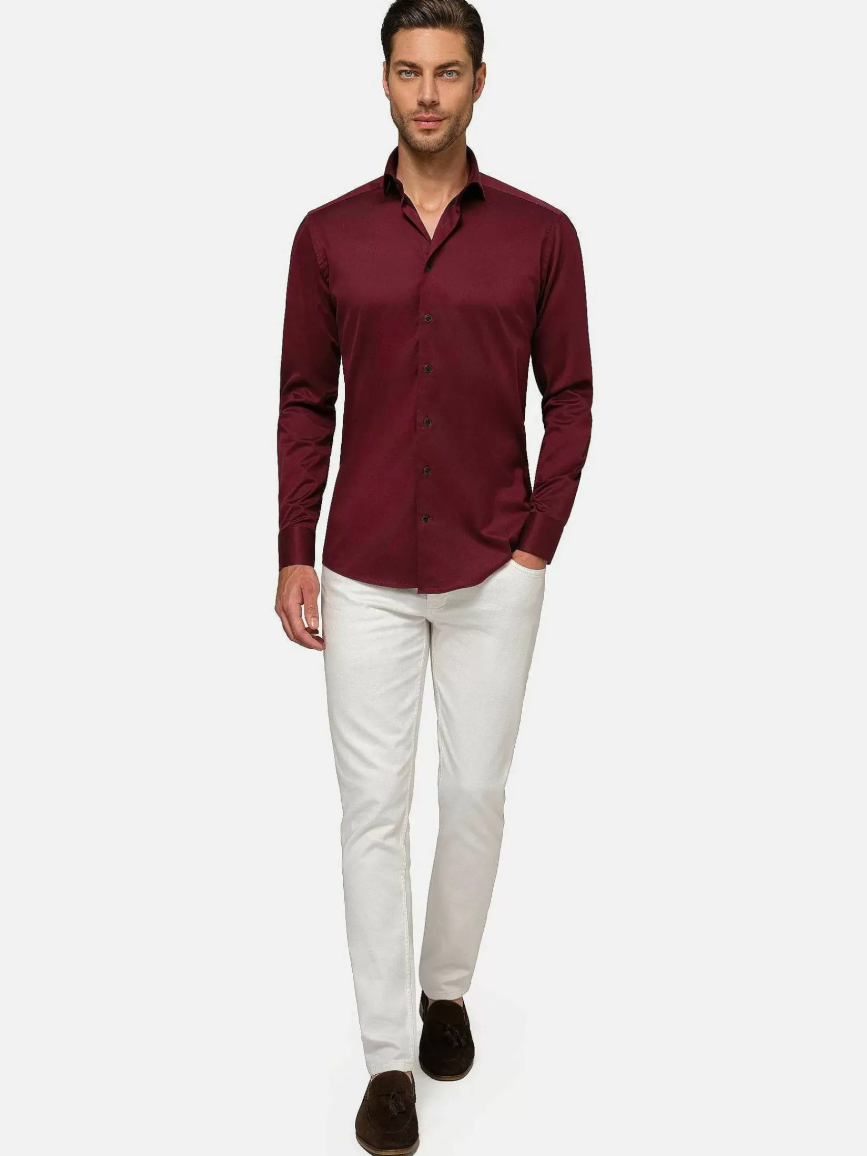 Tempesta Plain Cotton Purple Overhemd Lange Mouw