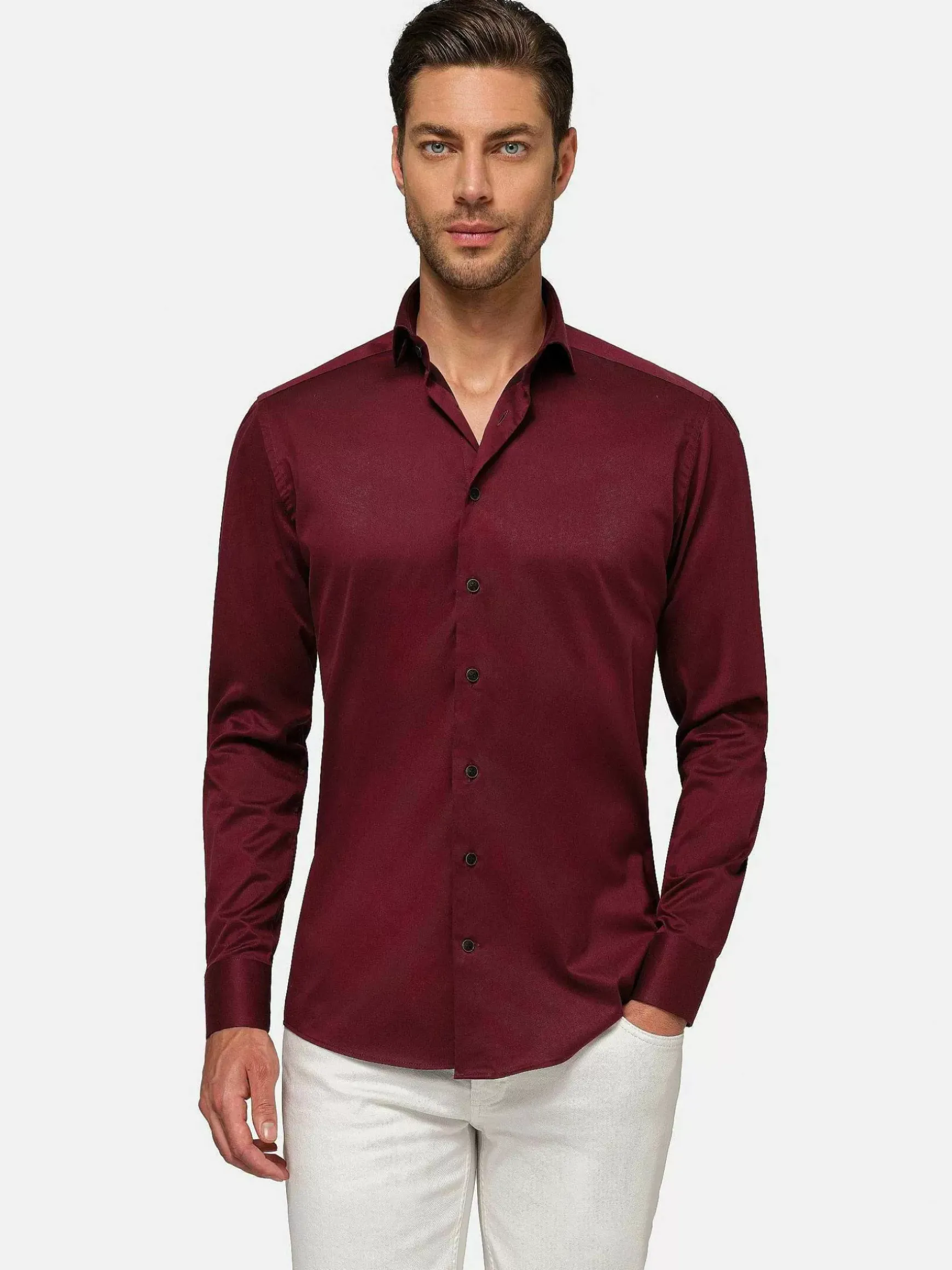 Tempesta Plain Cotton Purple Overhemd Lange Mouw