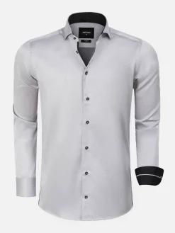 Terrassa Solid Grey Overhemd Lange Mouw