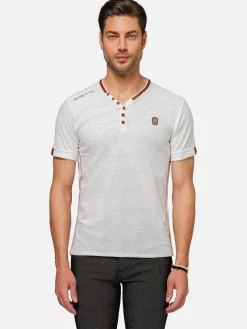 Textured Design Wahar V-Neck White T-Shirt