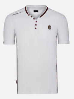 Textured Design Wahar V-Neck White T-Shirt