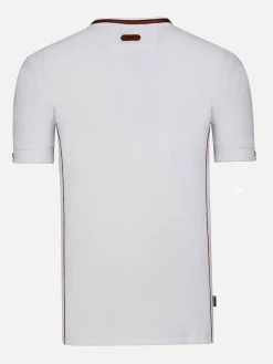 Textured Design Wahar V-Neck White T-Shirt
