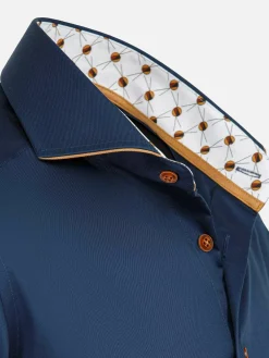 Vercelli Solid Navy Overhemd Lange Mouw