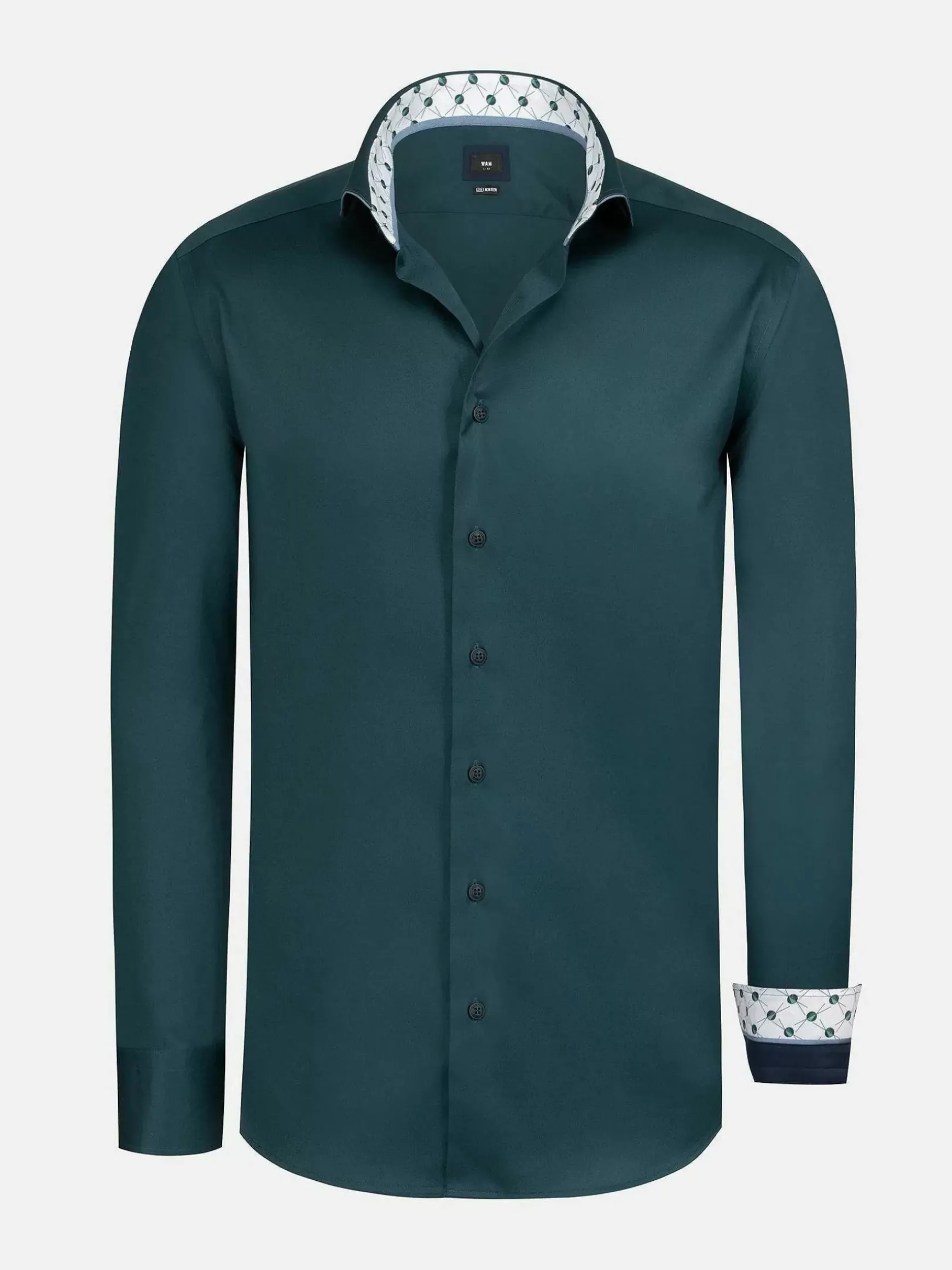 Vercelli Solid Petrol Overhemd Longe Mouw