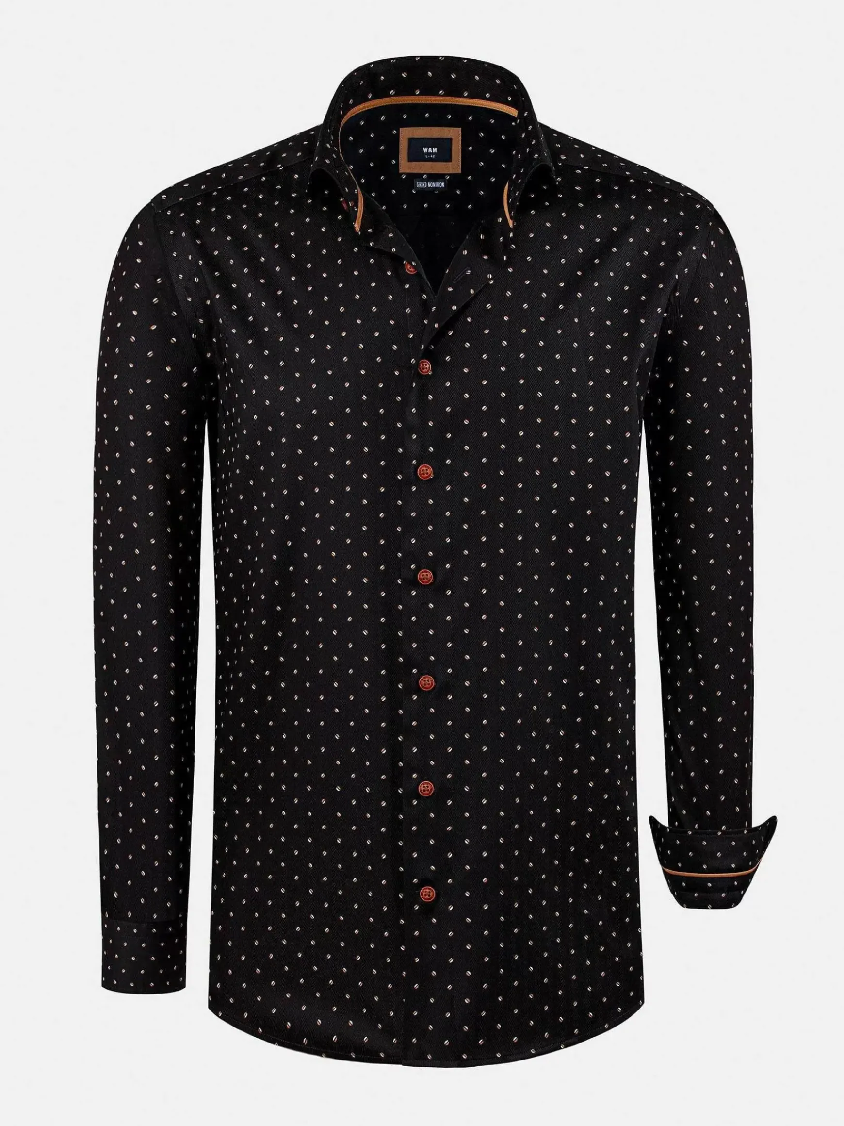 Verdantia Coffee Bean Pattern Black Overhemd Lange Mouw