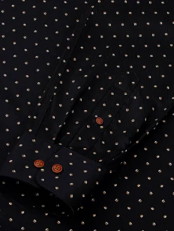 Verdantia Coffee Bean Pattern Black Overhemd Lange Mouw