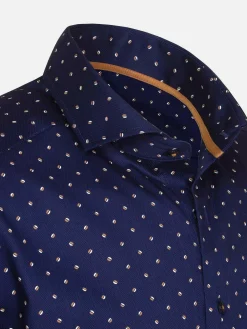 Verdantia Coffee Bean Pattern Navy Overhemd Lange Mouw