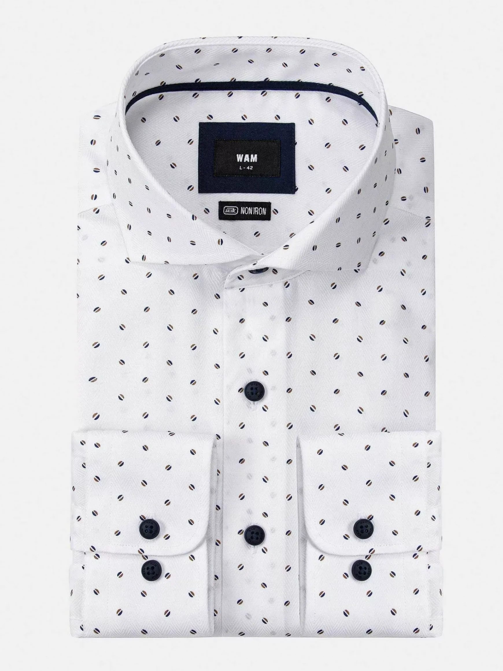 Verdantia Coffee Bean Pattern White Overhemd Lange Mouw