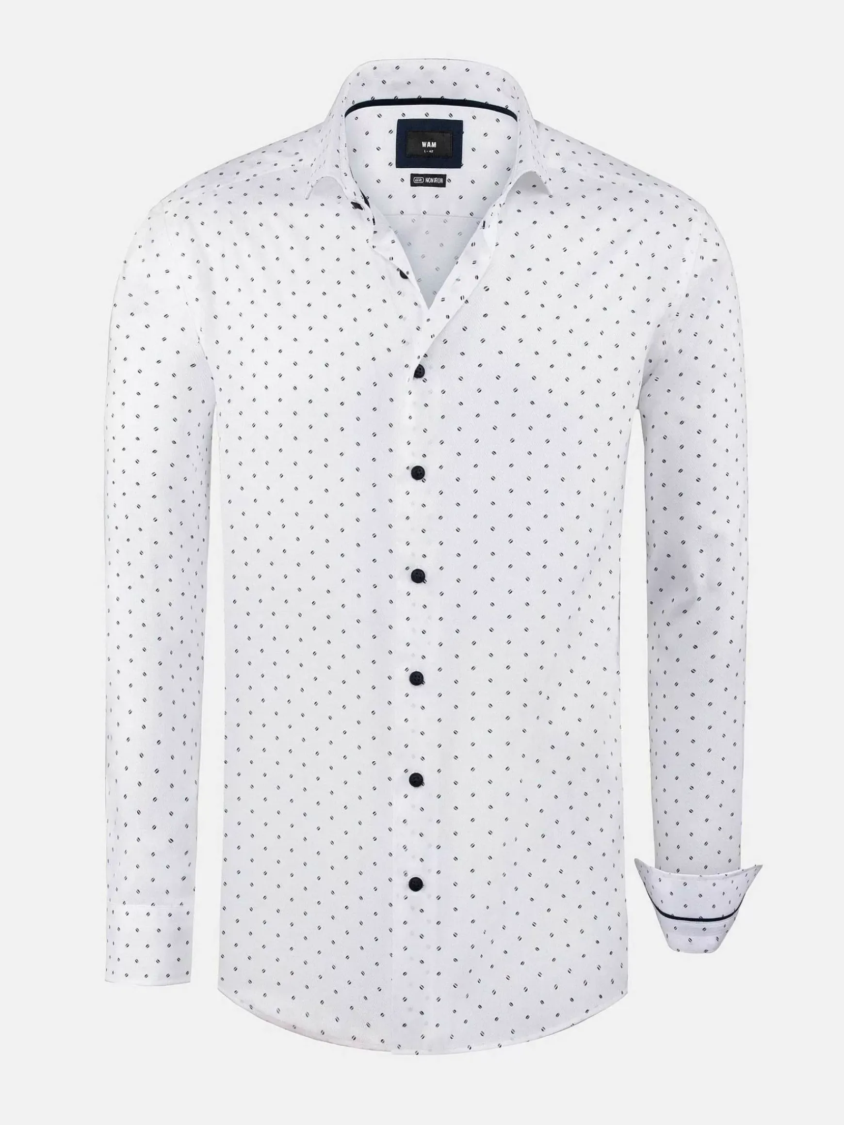 Verdantia Coffee Bean Pattern White Overhemd Lange Mouw