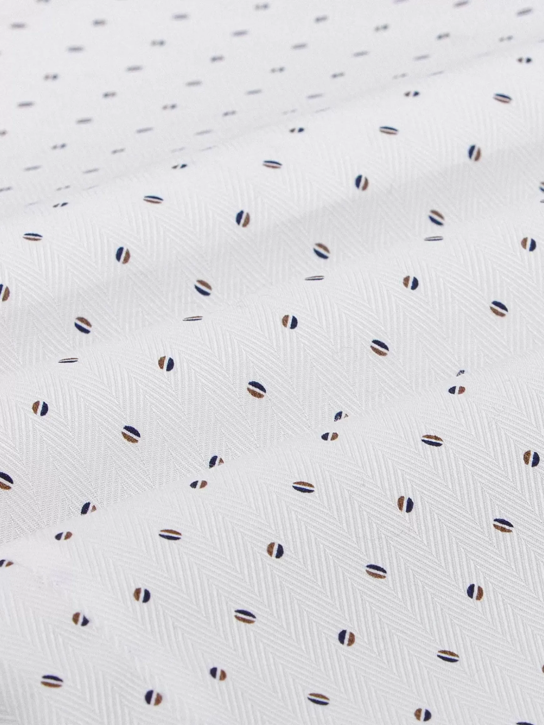 Verdantia Coffee Bean Pattern White Overhemd Lange Mouw